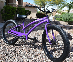 FAT TIRE CUSTOM BEACH CRUISER Purple Frame Black Wheels Bahama Beach Cruisers